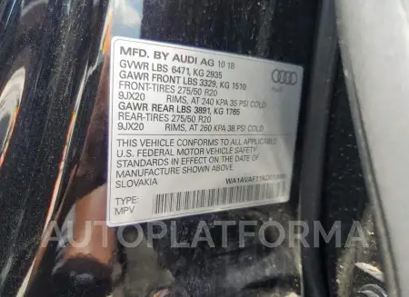 AUDI Q8 PREMIUM 2019 vin WA1AVAF11KD013860 from auto auction Copart