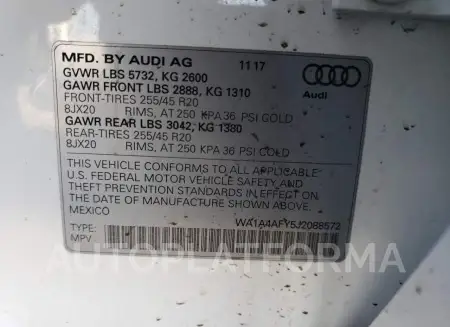 AUDI SQ5 PREMIU 2018 vin WA1A4AFY5J2088572 from auto auction Copart