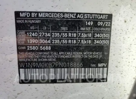 MERCEDES-BENZ EQB 300 4M 2023 vin W1N9M0KB7PN018866 from auto auction Copart