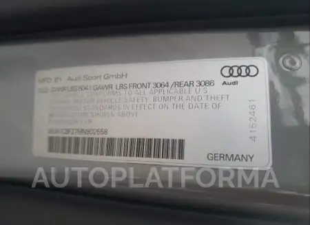 AUDI RS6 2021 vin WUA1CBF27MN902558 from auto auction Copart