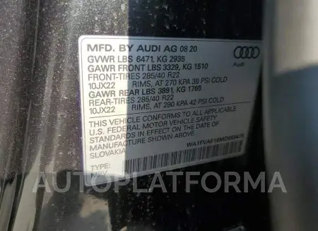 AUDI Q8 PRESTIG 2021 vin WA1FVAF16MD003415 from auto auction Copart