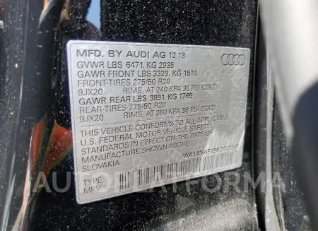 AUDI Q8 PREMIUM 2019 vin WA1AVAF19KD021740 from auto auction Copart