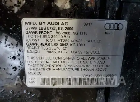 AUDI SQ5 PRESTI 2018 vin WA1C4AFY8J2052545 from auto auction Copart