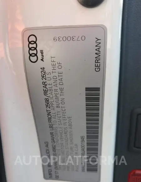 AUDI S4 PREMIUM 2018 vin WAUB4AF49JA001945 from auto auction Copart