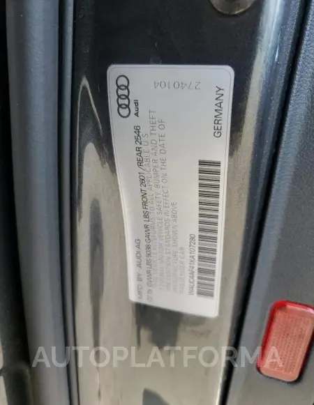 AUDI S4 PRESTIG 2019 vin WAUC4AF41KA107280 from auto auction Copart