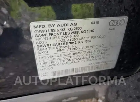 AUDI SQ5 PRESTI 2018 vin WA1C4BFY5J2160840 from auto auction Copart