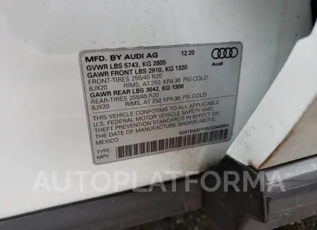 AUDI SQ5 PREMIU 2021 vin WA1B4AFY5M2040854 from auto auction Copart