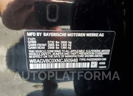 BMW M850XI 2022 vin WBAGV8C0XNCJ60948 from auto auction Copart