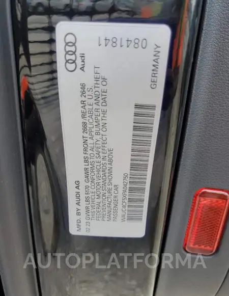 AUDI S5 PREMIUM 2023 vin WAUC4CF5XPA042750 from auto auction Copart