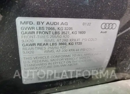 AUDI E-TRON SPO 2022 vin WA11AAGE0NB023177 from auto auction Copart