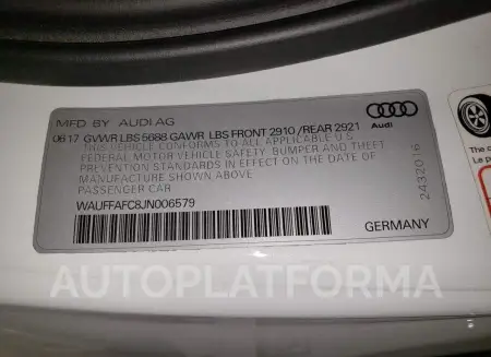 AUDI S6 PREMIUM 2018 vin WAUFFAFC8JN006579 from auto auction Copart