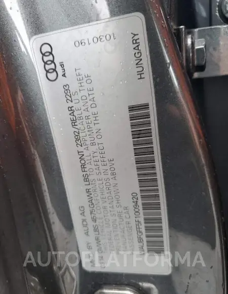 AUDI S3 PREMIUM 2015 vin WAUBFGFF5F1009420 from auto auction Copart