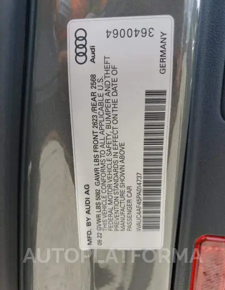 AUDI S4 PRESTIG 2023 vin WAUC4AF45PA014737 from auto auction Copart