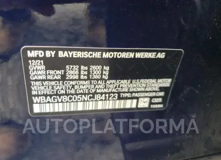 BMW M850XI 2022 vin WBAGV8C05NCJ84123 from auto auction Copart