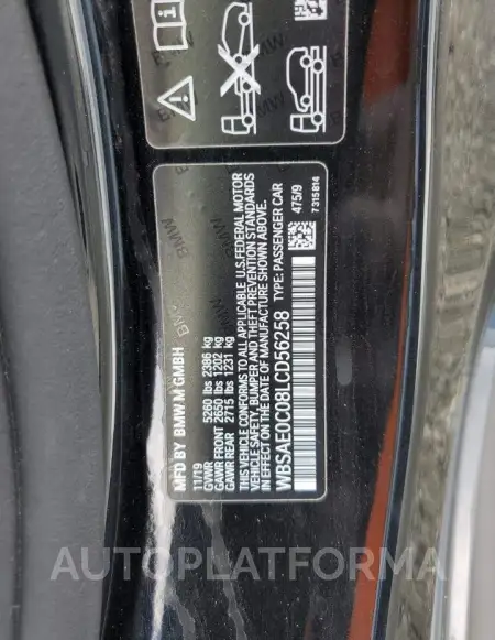 BMW M8 2020 vin WBSAE0C08LCD56258 from auto auction Copart