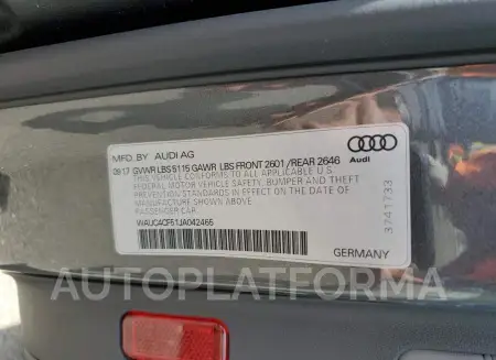 AUDI S5 PRESTIG 2018 vin WAUC4CF51JA042465 from auto auction Copart