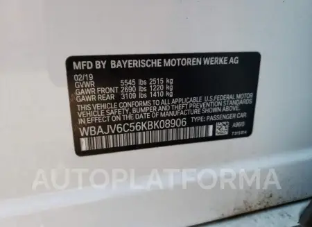 BMW 640 XIGT 2019 vin WBAJV6C56KBK08906 from auto auction Copart