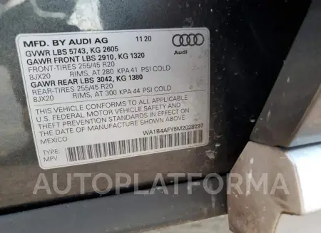 AUDI SQ5 PREMIU 2021 vin WA1B4AFY5M2028297 from auto auction Copart