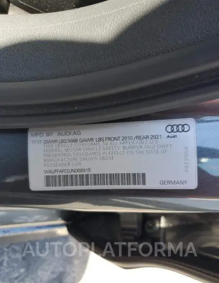 AUDI S6 PREMIUM 2018 vin WAUFFAFC0JN068915 from auto auction Copart