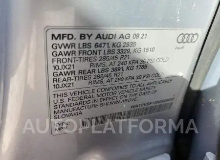 AUDI Q8 PRESTIG 2022 vin WA1CVBF13ND006055 from auto auction Copart