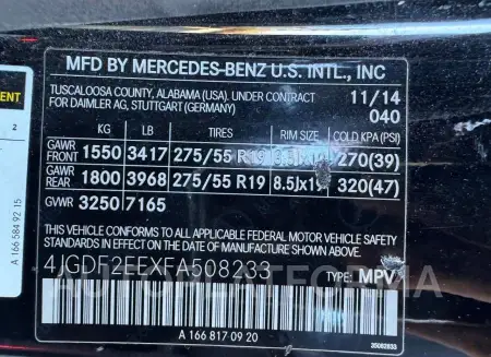 MERCEDES-BENZ GL 350 BLU 2015 vin 4JGDF2EEXFA508233 from auto auction Copart