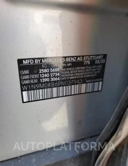 MERCEDES-BENZ EQB 300 4M 2023 vin W1N9M0KB6PN037943 from auto auction Copart