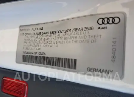 AUDI S4 PREMIUM 2018 vin WAUB4AF47JA103826 from auto auction Copart