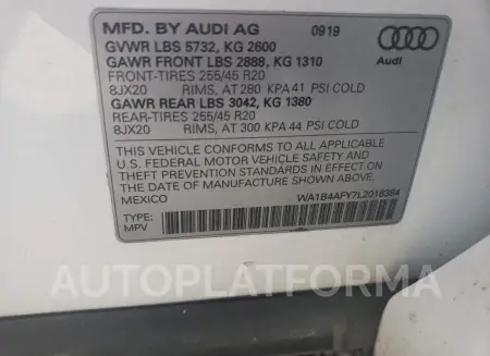 AUDI SQ5 PREMIU 2020 vin WA1B4AFY7L2018384 from auto auction Copart