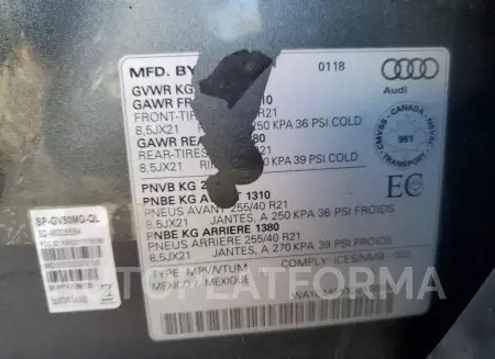 AUDI SQ5 PRESTI 2018 vin WA1C4AFYXJ2126855 from auto auction Copart