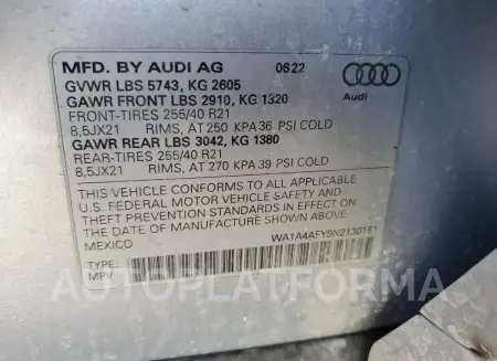 AUDI SQ5 PREMIU 2022 vin WA1A4AFY9N2130151 from auto auction Copart