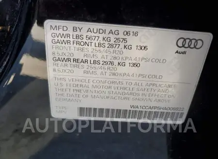 AUDI SQ5 PREMIU 2017 vin WA1CCAFP5HA008822 from auto auction Copart