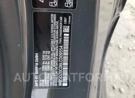 BMW M8 2020 vin WBSDZ0C06LCD09554 from auto auction Copart