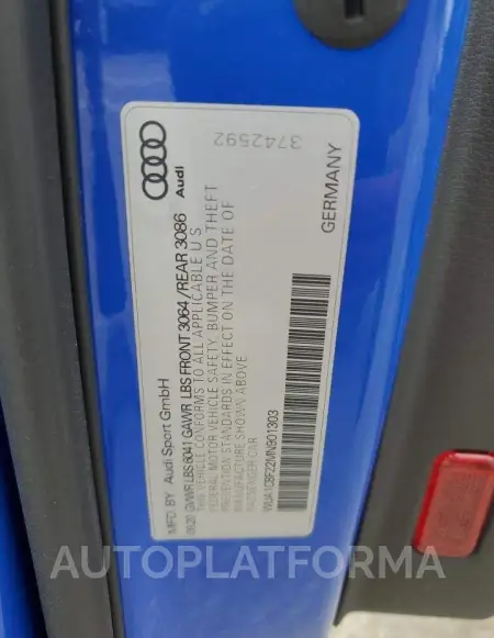 AUDI RS6 2021 vin WUA1CBF22MN901303 from auto auction Copart