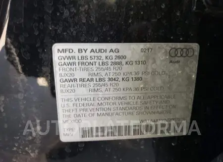 AUDI SQ5 PREMIU 2018 vin WA1A4AFY0J2007915 from auto auction Copart