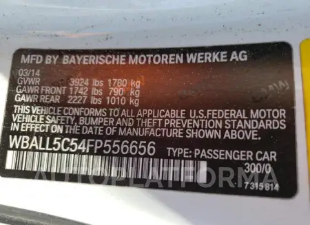 BMW Z4 SDRIVE2 2015 vin WBALL5C54FP556656 from auto auction Copart