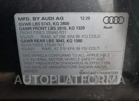 AUDI SQ5 PRESTI 2021 vin WA1C4AFY7M2047339 from auto auction Copart