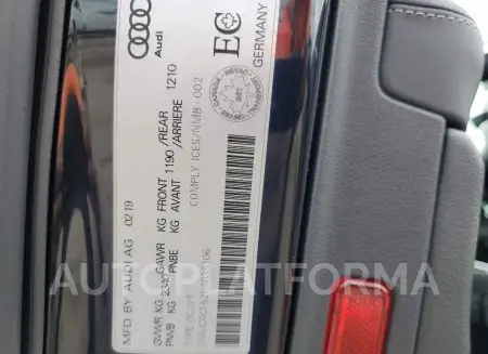 AUDI S5 PRESTIG 2019 vin WAUC4CF52KA035106 from auto auction Copart