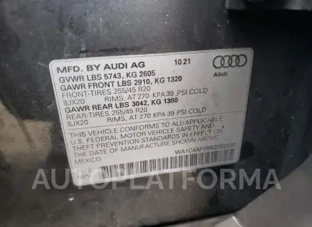 AUDI SQ5 PRESTI 2022 vin WA1C4AFY8N2032530 from auto auction Copart