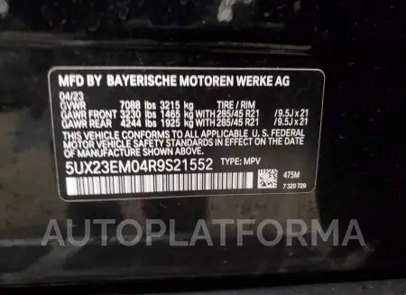 BMW X7 XDRIVE4 2024 vin 5UX23EM04R9S21552 from auto auction Copart