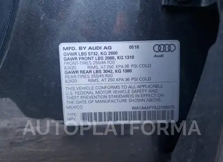 AUDI SQ5 PREMIU 2018 vin WA1A4AFY3J2186578 from auto auction Copart