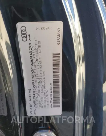 AUDI S5 PRESTIG 2015 vin WAUVGAFR6FA055324 from auto auction Copart