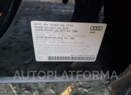 AUDI SQ5 PREMIU 2017 vin WA1CCAFP7HA026495 from auto auction Copart