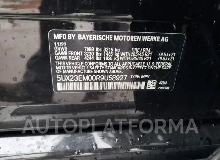 BMW X7 XDRIVE4 2024 vin 5UX23EM00R9U58927 from auto auction Copart