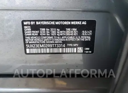 BMW X7 XDRIVE4 2024 vin 5UX23EM02R9T73314 from auto auction Copart