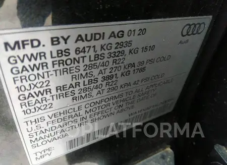 AUDI Q8 2020 vin WA1EVAF15LD013895 from auto auction Iaai