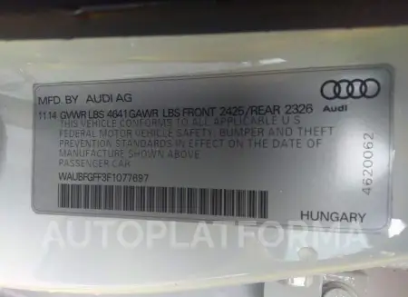 AUDI S3/A3 2015 vin WAUBFGFF3F1077697 from auto auction Iaai