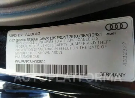 AUDI S6 2018 vin WAUFFAFC7JN053814 from auto auction Iaai