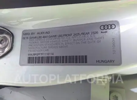 AUDI S3/A3 2015 vin WAUBFGFF7F1116114 from auto auction Iaai