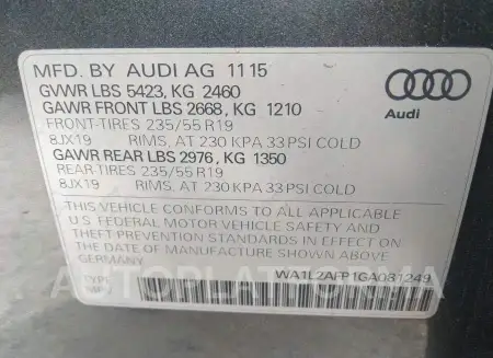 AUDI Q5 2016 vin WA1L2AFP1GA081249 from auto auction Iaai