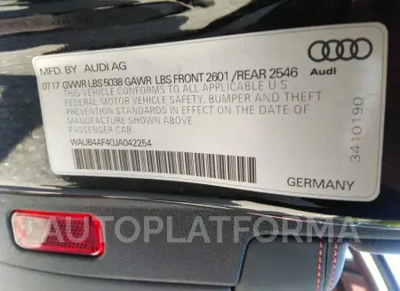 AUDI S4 2018 vin WAUB4AF40JA042254 from auto auction Iaai